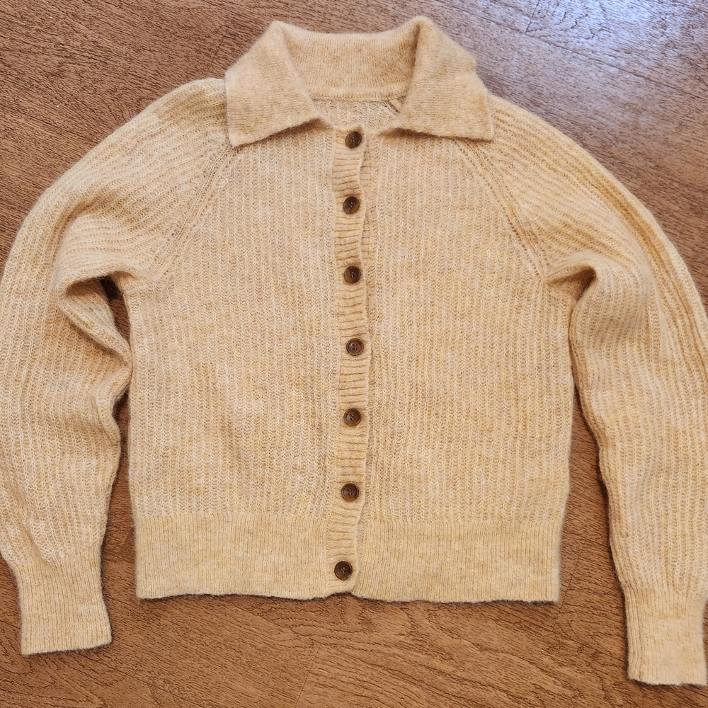 Everlane Pale Sunset Cardigan Ribbed Knit Sweater, OUT OF STOCK